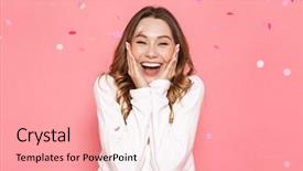  Presentation with confetti - Beautiful slide set featuring confetti shower isolated over pink backdrop and a lemonade colored foreground