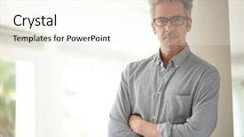  Presentation with europeskt man - Slide set enhanced with confidencial - portrait of handsome mature man background and a cream colored foreground