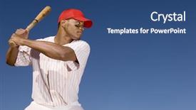  Presentation with baseball - Colorful slide deck enhanced with confident african american baseball batter backdrop and a ocean colored foreground