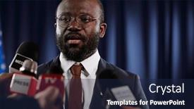  Presentation with questions - Slides with confident-african-american-male-deputy background and a navy blue colored foreground