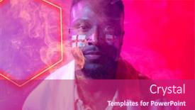  Presentation with face match - Presentation having confident-african-american-male-fan background and a violet colored foreground