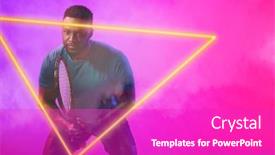  Presentation with triangle - PPT layouts having confident-african-american-male-player background and a purple colored foreground