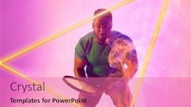  Presentation with triangle - Slides consisting of confident-african-american-male-tennis background and a coral colored foreground