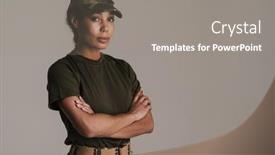  Presentation with confident - Presentation design consisting of confident-african-american-soldier-woman background and a gray colored foreground
