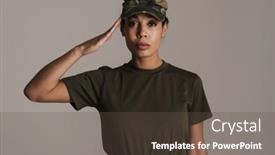  Presentation with confident - Cool new slides with confident-african-american-soldier-woman backdrop and a tawny brown colored foreground