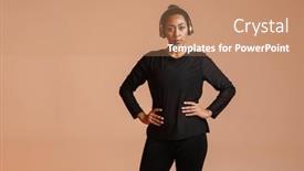  Presentation with wireless - Colorful presentation theme enhanced with confident-african-american-sportswoman-posing backdrop and a coral colored foreground