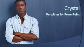  Presentation with confident - Presentation theme consisting of confident african man with arms background and a ocean colored foreground