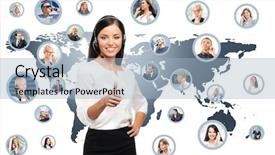  Presentation with robotic limb support - Presentation with confident and beautiful customer support background and a  colored foreground