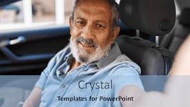  Presentation with cheerful - Theme having confident-and-cheerful-senior-man and a light blue colored foreground