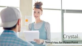  Presentation with confident - Theme having confident-attractive-student-girl background and a  colored foreground