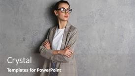  Presentation with confident - Amazing slide deck having confident-attractive-young-casual-woman backdrop and a gray colored foreground