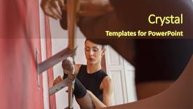  Presentation with ballerina - Cool new PPT layouts with confident ballerina stretching leg at barre backdrop and a tawny brown colored foreground