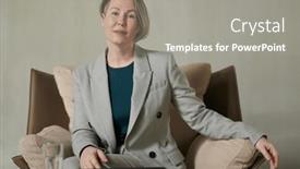  Presentation with waiting - Slide set with confident-blond-female-psychologist background and a  colored foreground