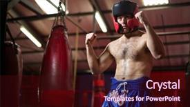  Presentation with boxing - PPT layouts enhanced with confident boxer performing boxing stance background and a wine colored foreground