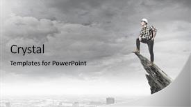  Presentation with builder - Audience pleasing presentation consisting of confident builder standing on rock backdrop and a light gray colored foreground