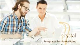  Presentation with confident - Beautiful PPT layouts featuring confident businesman pointing at laptop backdrop and a  colored foreground