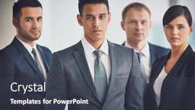  Presentation with team leader - Audience pleasing PPT theme consisting of confident-business-leader backdrop and a dark gray colored foreground