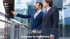  Presentation with financial market - Cool new presentation design with confident-business-men-talking backdrop and a ocean colored foreground