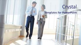  Presentation with partners - Beautiful PPT layouts featuring confident business partners walking down backdrop and a sky blue colored foreground