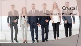  Presentation with stepping - Presentation theme having confident business team stepping forward background and a lemonade colored foreground