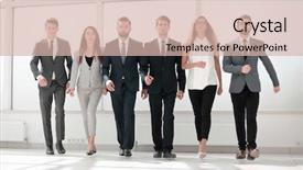  Presentation with stepping - Amazing slide set having confident business team stepping forward backdrop and a lemonade colored foreground