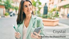  Presentation with elegant - Presentation theme consisting of confident-business-woman-wearing-elegant background and a light gray colored foreground