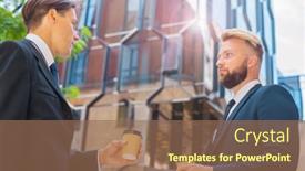  Presentation with front office - PPT layouts having confident-businessman-and-his-colleague background and a coral colored foreground