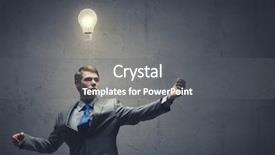  Presentation with bulb brain - PPT theme enhanced with confident businessman and light bulb background and a gray colored foreground