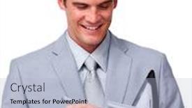  Presentation with agenda - Slide set featuring confident-businessman-holding-an-agenda background and a light blue colored foreground