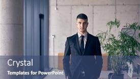  Presentation with strikes - Slide set enhanced with confident-businessman-in-a-sleek background and a  colored foreground