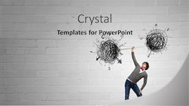  Presentation with barbell - Amazing presentation theme having confident businessman lifting above head sketched barbell backdrop and a light gray colored foreground