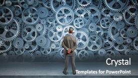  Presentation with confident - Beautiful slides featuring confident businessman looking at city backdrop and a  colored foreground