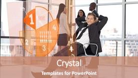  Presentation with pie chart - Slides featuring confident businessman looking at orange background and a coral colored foreground