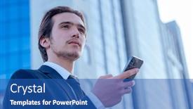  Presentation with tall building - Presentation featuring confident-businessman-near-a-business background and a teal colored foreground