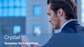  Presentation with tall building - Theme featuring confident-businessman-near-a-business background and a teal colored foreground