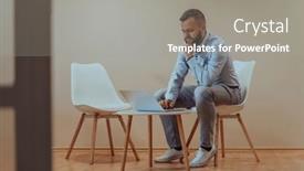  Presentation with confident - Slide set with confident-businessman-sitting-and-using background and a gray colored foreground