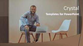  Presentation with confident - Theme enhanced with confident-businessman-sitting-and-using background and a gray colored foreground