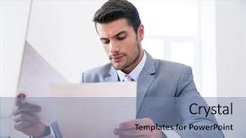  Presentation with reading table - Presentation theme consisting of office and reading documents background and a seafoam green colored foreground