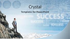  Presentation with rock climbing - Cool new PPT layouts with confident businessman standing on rock backdrop and a light blue colored foreground