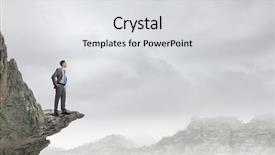  Presentation with rock - Cool new slide set with confident businessman standing on rock backdrop and a light gray colored foreground