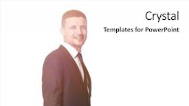  Presentation with healthy workplace full length side view - PPT theme featuring confident businessman with briefcase side background and a white colored foreground