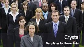  Presentation with team - Theme enhanced with confident businessman with multiethnic team background and a dark gray colored foreground