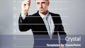  Presentation with mission strategic plan - Presentation theme with confident businessman writes blank plan background and a ocean colored foreground