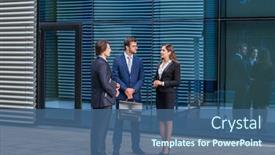  Presentation with financial market - Amazing presentation having confident-businesspersons-talking-in-front backdrop and a ocean colored foreground