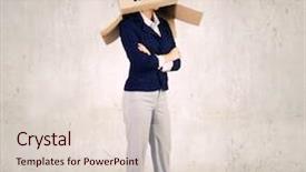  Presentation with box carton - Amazing presentation theme having confident-businesswoman-wearing-carton-box backdrop and a lemonade colored foreground