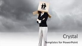  Presentation with box carton - Beautiful PPT layouts featuring confident-businesswoman-wearing-carton-box backdrop and a white colored foreground