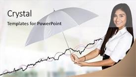  Presentation with stock market - Audience pleasing slide deck consisting of confident businesswoman who is working backdrop and a  colored foreground