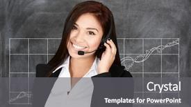  Presentation with stock market - PPT theme enhanced with confident businesswoman who is working background and a  colored foreground