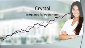  Presentation with stock market - Amazing slide deck having confident businesswoman who is working backdrop and a  colored foreground