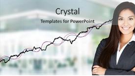  Presentation with stock market - Slide deck enhanced with confident businesswoman who is working background and a  colored foreground